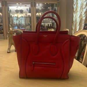 Celine Luggage Drummed Leather Top Handle Bag